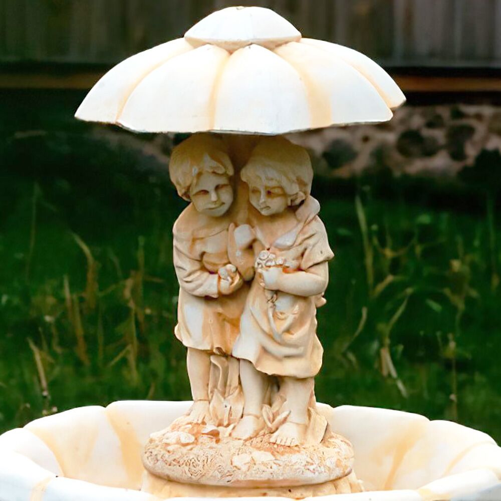  Dekorativer Garten Springbrunnen - Junge & Mädchen Mit Regenschirm - Egidio
