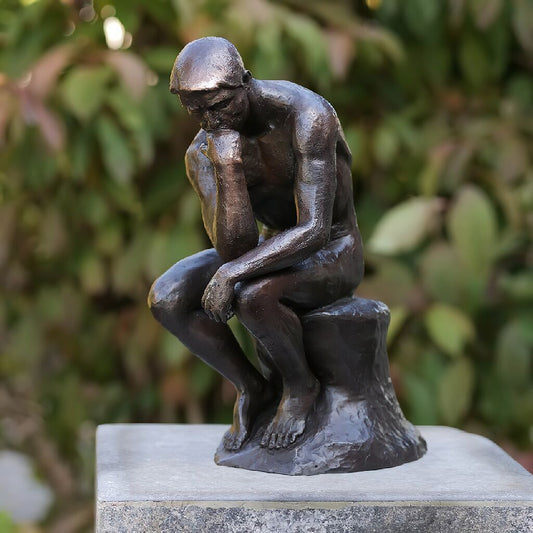  Denkender Mann Auf Stein - Bronzeskulptur - Denkender