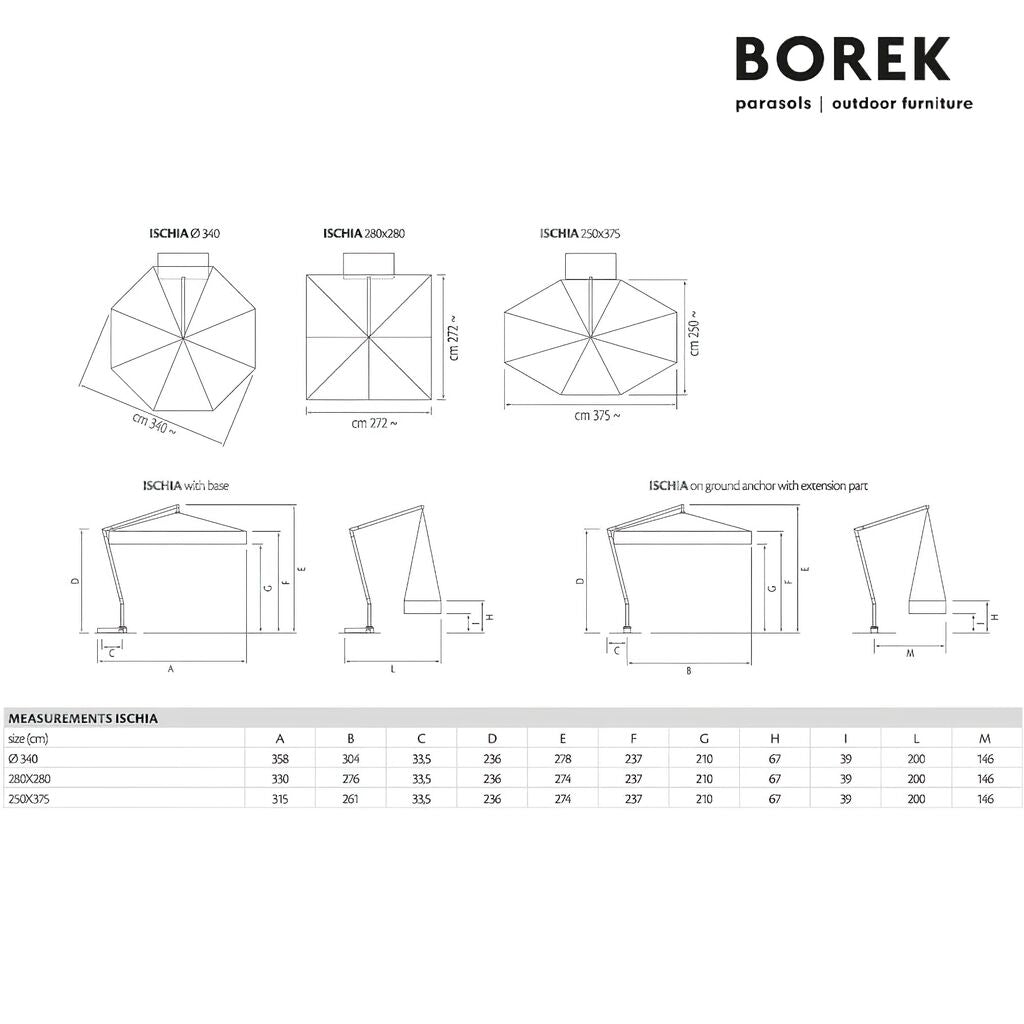  Design Ampelschirm Mit Alu Rahmen - Mit Kurbel - Borek - Weiß - Rund - Ischia Sonnenschirm White