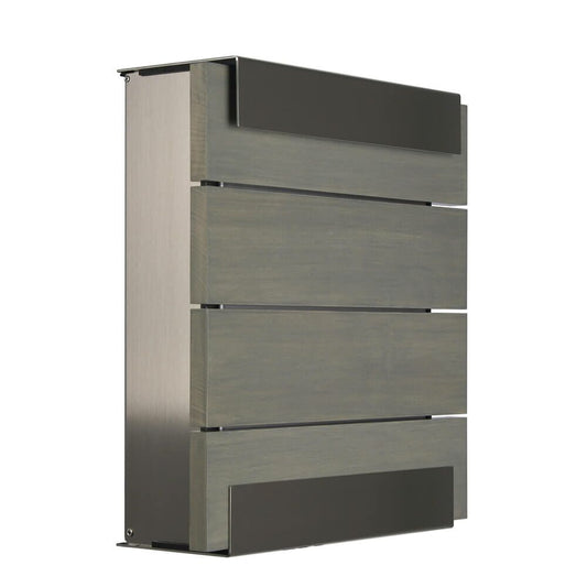  Design Briefkasten Edelstahl Mit Holz Front In Grau - Charon