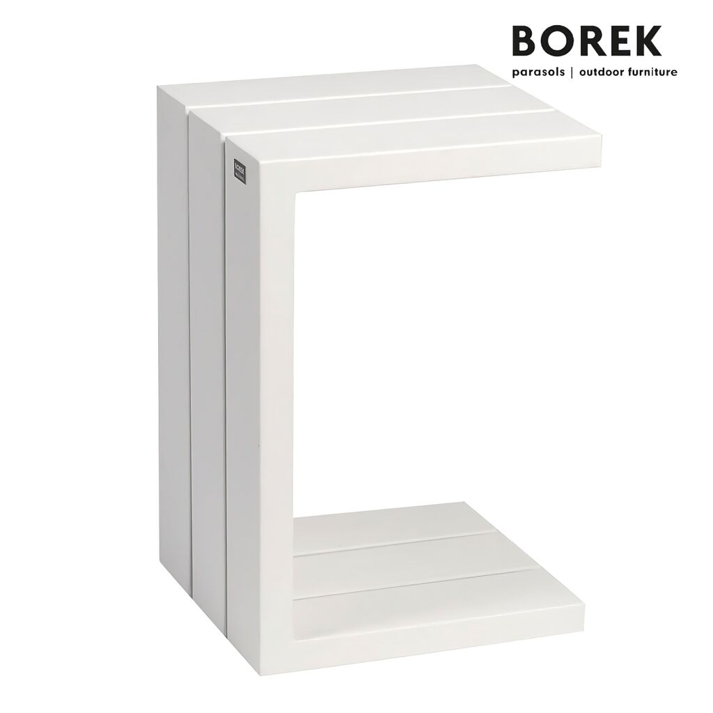  Design Garten Beistelltisch - Aluminium - Weiß - Borek - 60x40x38cm - Samos Beistelltisch