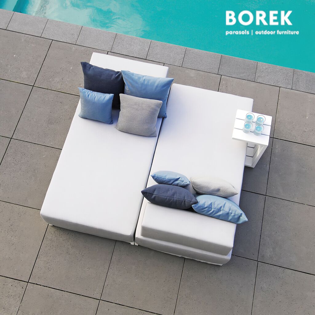  Design Garten Beistelltisch - Aluminium - Weiß - Borek - 60x40x38cm - Samos Beistelltisch