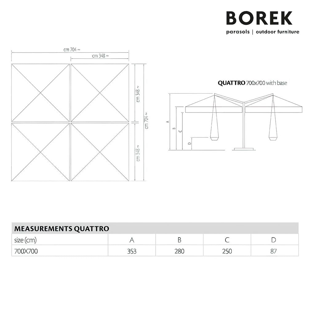  Doppel-Sonnenschirm - Ampelschirm XXL - 7x7m - Kurbel-System - Quattro Sonnenschirm
