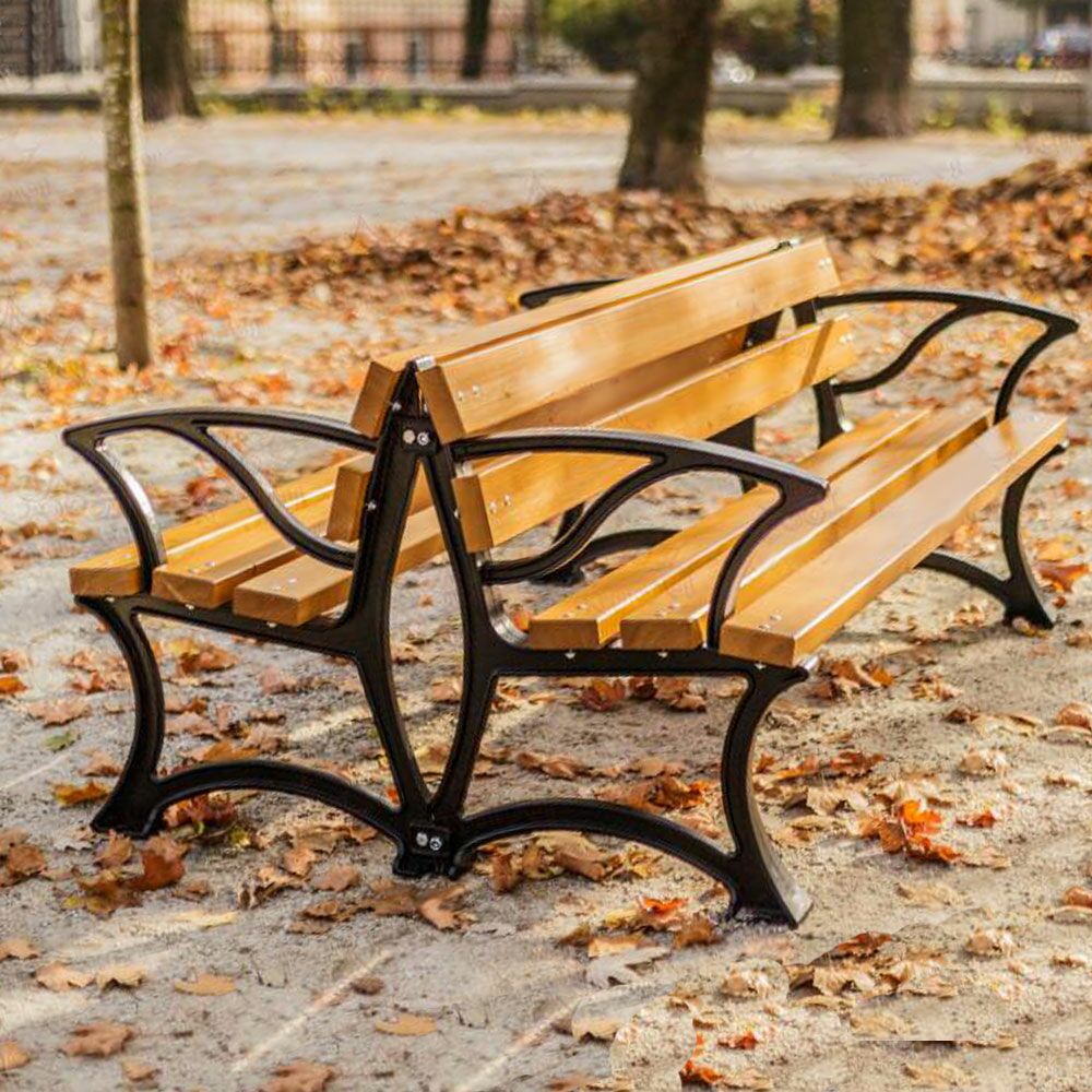  Doppelte Gartenbank Mit Armlehne Aus Holz Und Gusseisen - Eirik