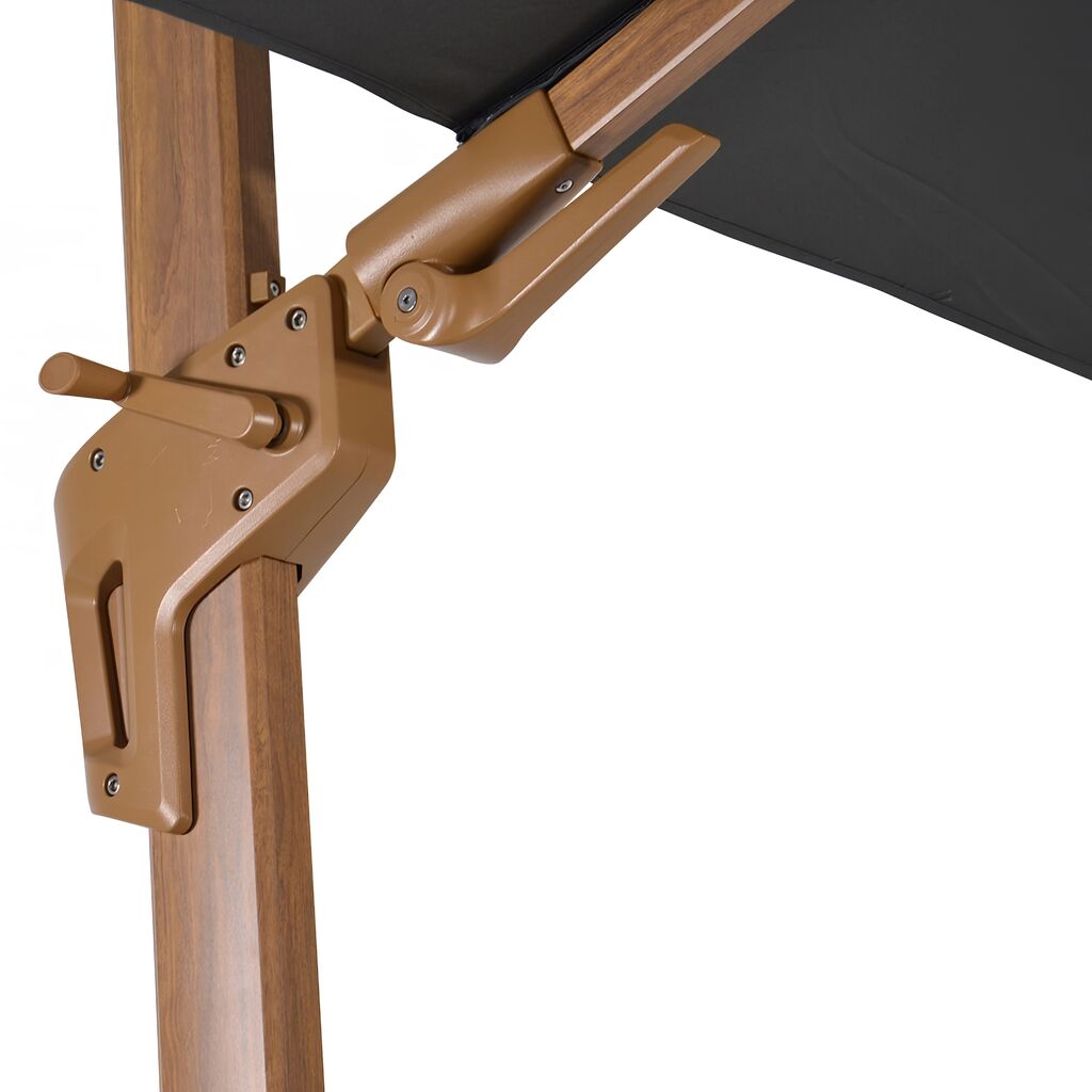  Drehbarer XXL Alu Ampelschirm 450cm In Holzoptik - Lubara