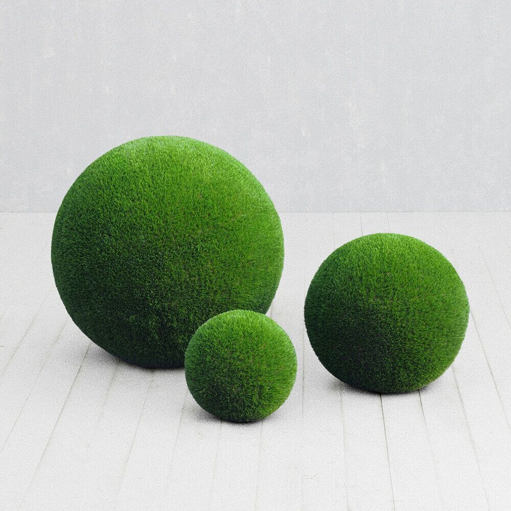  Drei Kugeln Aus GFK & Kunstrasen Als Schlichte Topiary Gartendeko - Kula Set