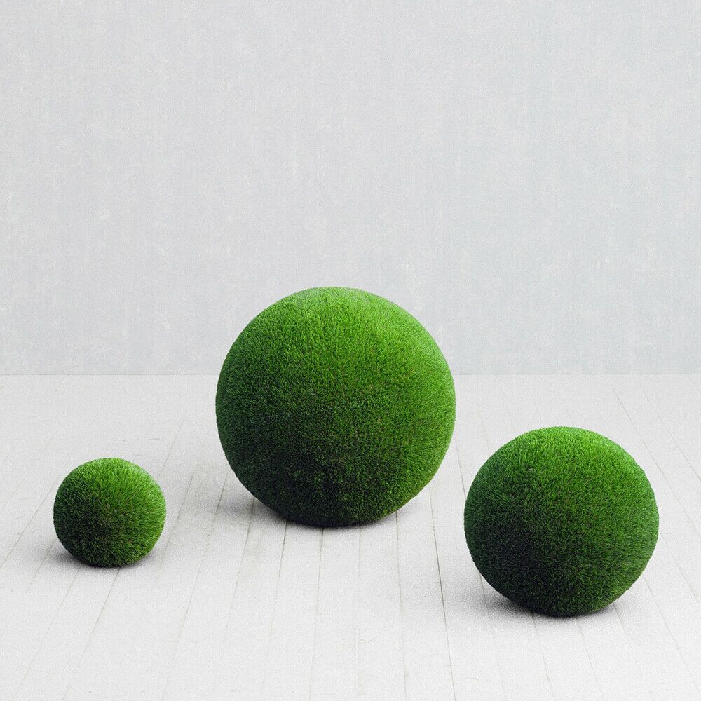  Drei Kugeln Aus GFK & Kunstrasen Als Schlichte Topiary Gartendeko - Kula Set