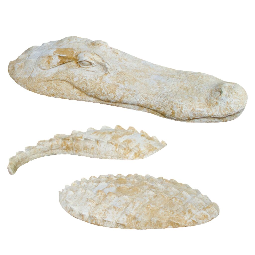  Dreiteiliges Krokodil Set Aus Steinguss Für Den Garten - Croco