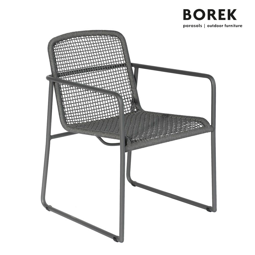 Dunkelgrauer Borek Outdoor Stuhl Aus Aluminium Mit Armlehnen - Mira Stuhl