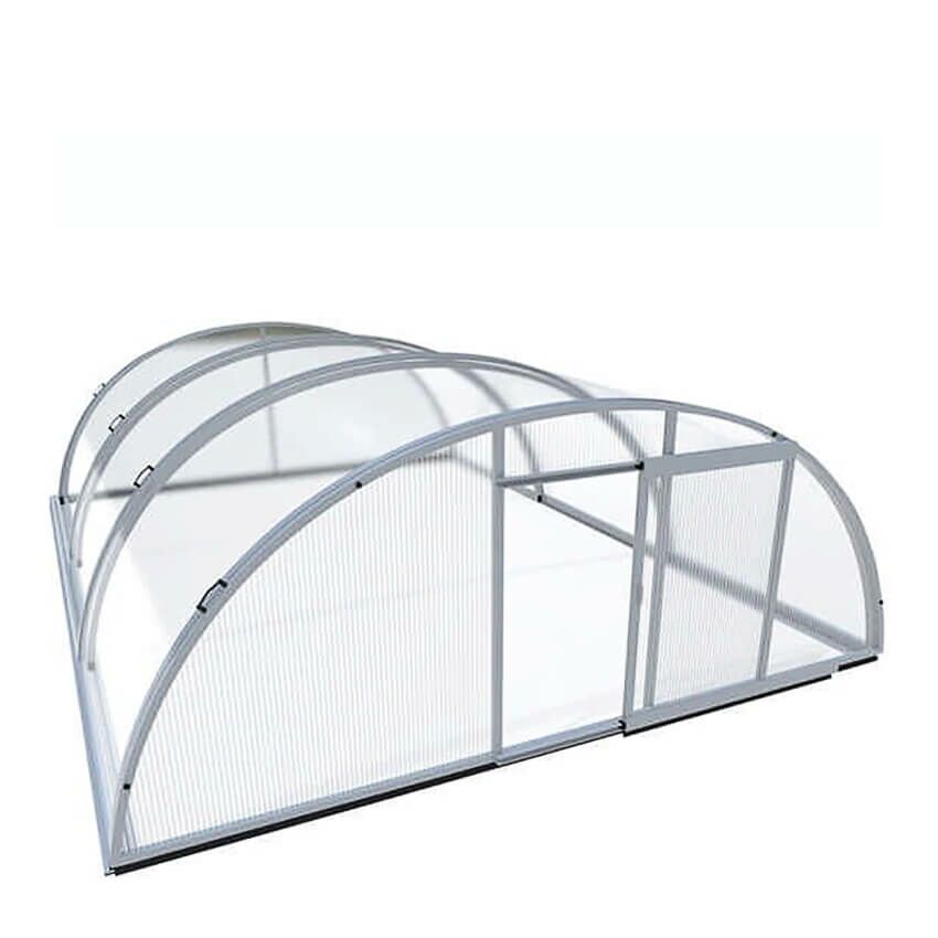  Eckige Poolabdeckung Mit Runddach - Vormontiert - Aus Aluminium & Polycarbonat - Abschließbar - Turmalinit