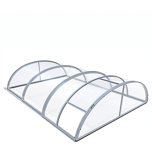  Eckige Poolüberdachung Aus Aluminium & Polycarbonat - Vormontiert - Doppelseitige UV-Beständigkeit - Beryll