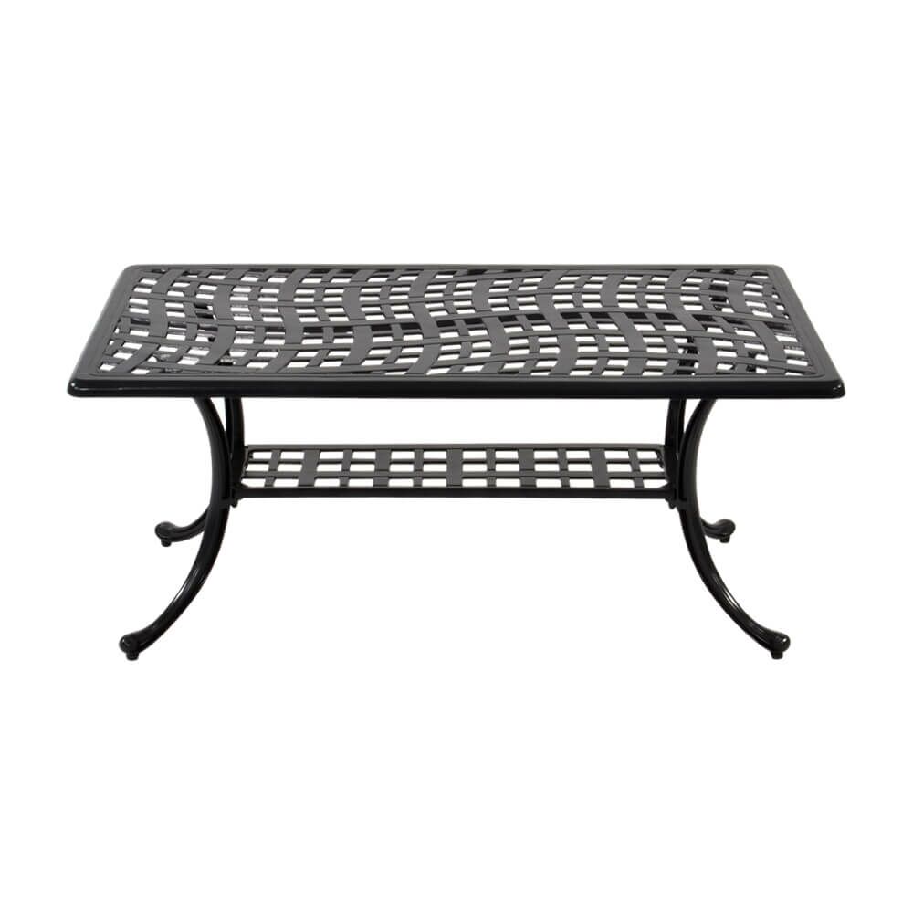  Eckiger Alu Loungetisch Schwarz - 108cm - Kings Queen