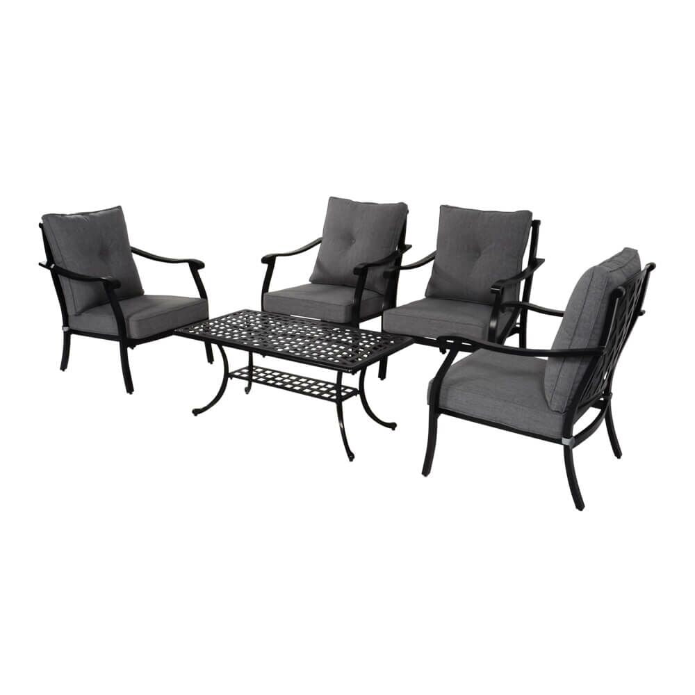  Eckiger Alu Loungetisch Schwarz - 108cm - Kings Queen