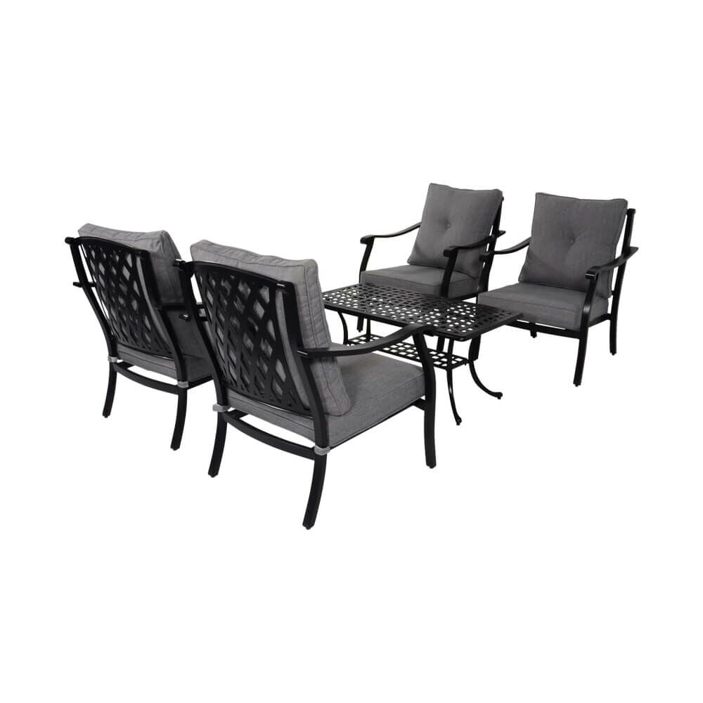  Eckiger Alu Loungetisch Schwarz - 108cm - Kings Queen