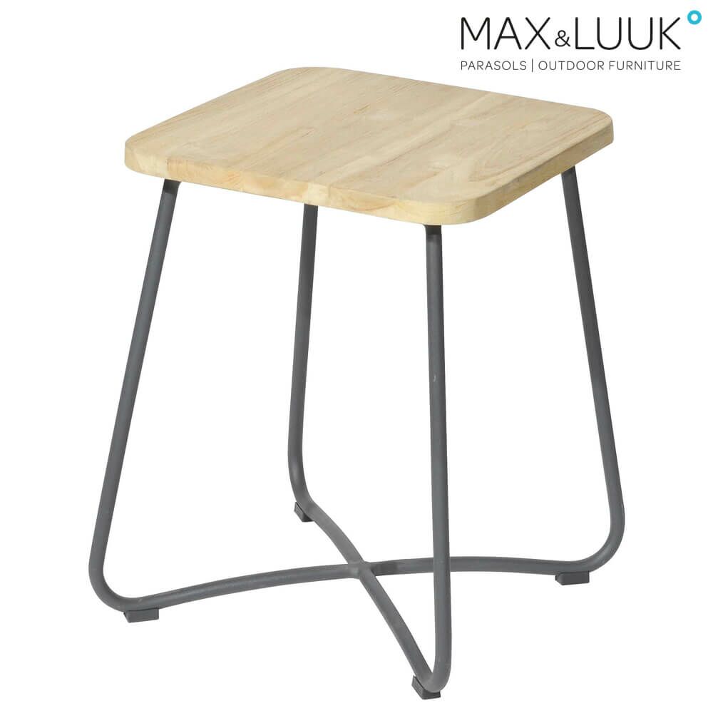  Eckiger Beistelltisch Aus Aluminium & Teakholz - 40x40cm - Max&Luuk - Liz Beistelltisch