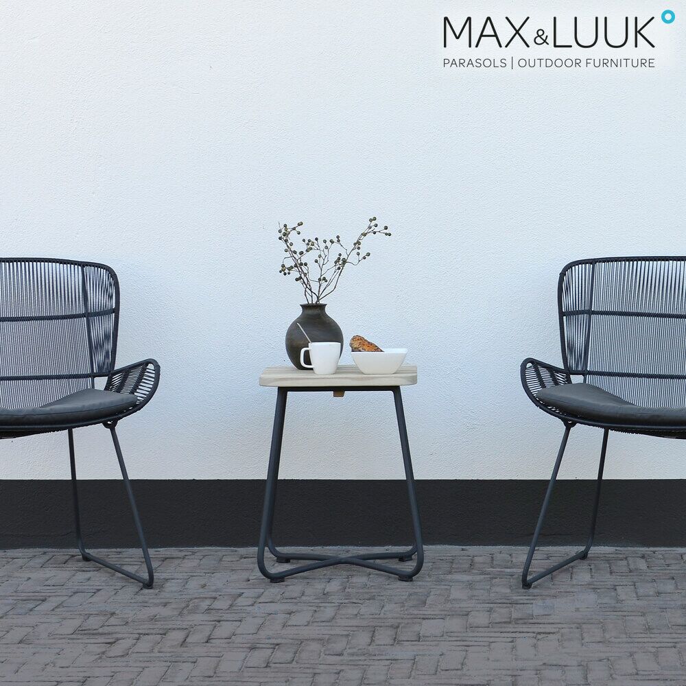  Eckiger Beistelltisch Aus Aluminium & Teakholz - 40x40cm - Max&Luuk - Liz Beistelltisch