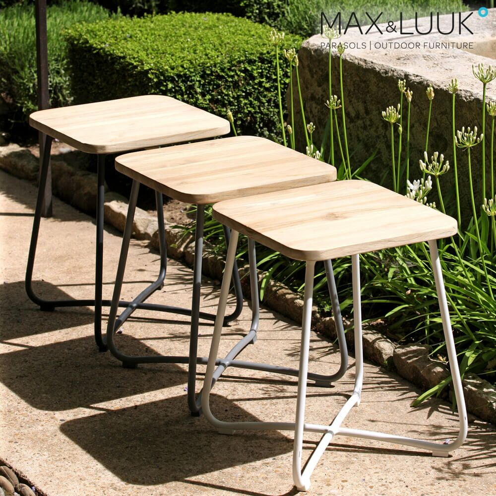  Eckiger Beistelltisch Aus Aluminium & Teakholz - 40x40cm - Max&Luuk - Liz Beistelltisch