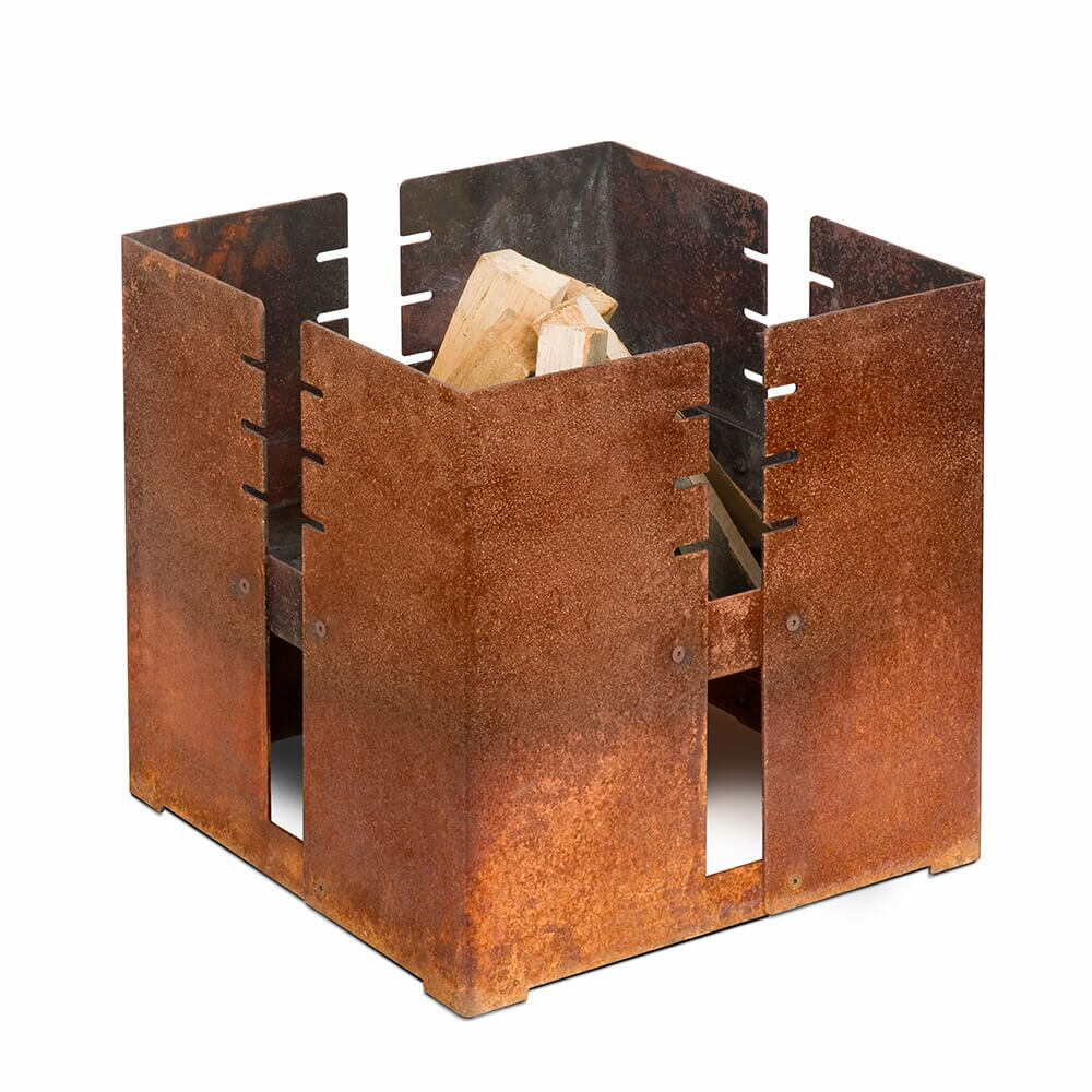  Eckiger Feuerkorb Aus Stahl Mit Grillrost - Modern - Pontos