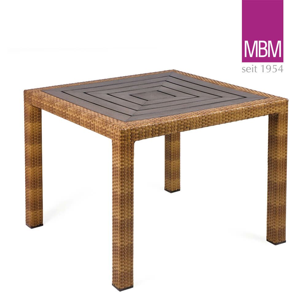  Eckiger Gartentisch Aus Aluminium, Polyrattan & Resysta - MBM - 90x90cm - Gartentisch Bellini