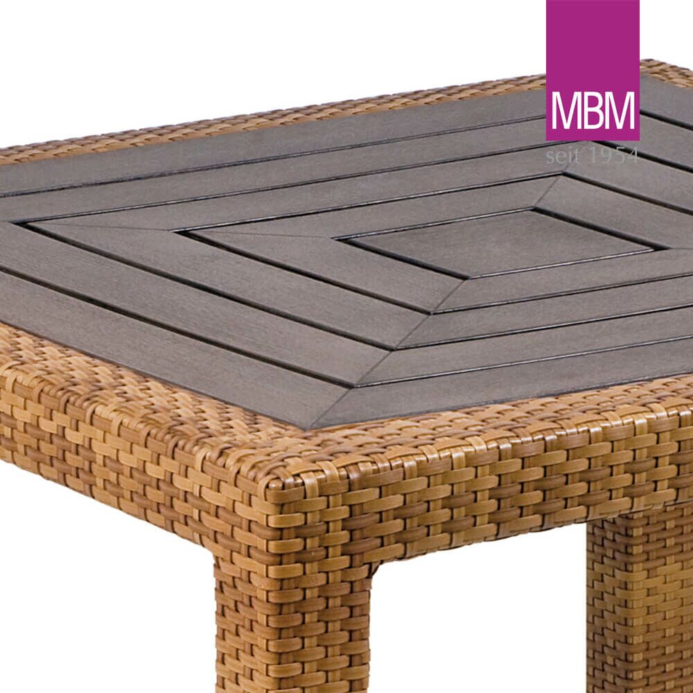  Eckiger Gartentisch Aus Aluminium, Polyrattan & Resysta - MBM - 90x90cm - Gartentisch Bellini