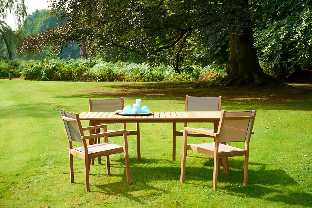  Eckiger Gartentisch Aus Teakholz & Alu - 217x90cm - Rory Gartentisch