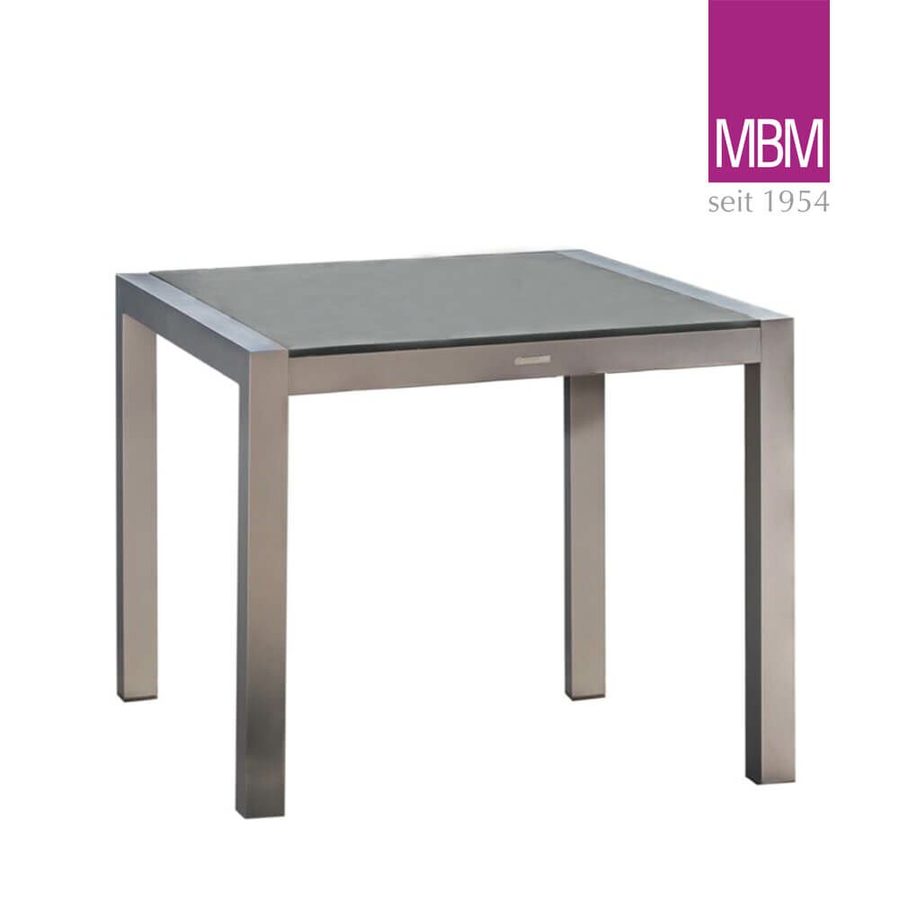  Eckiger Gartentisch Von MBM - Aluminium & Resysta - Grau - 90x90cm - Tisch Kennedy