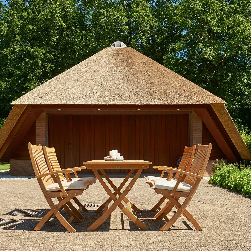  Eckiger Teakholz Gartentisch Zum Klappen - Blake Klapptisch