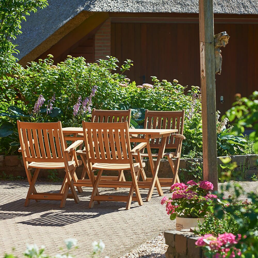  Eckiger Teakholz Gartentisch Zum Klappen - Blake Klapptisch