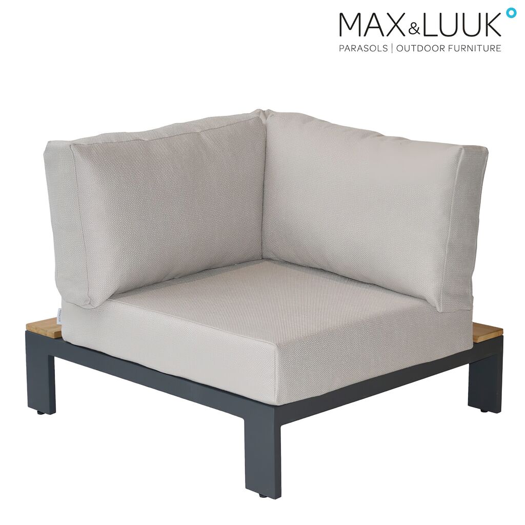  Eckmodul Aus Aluminium Und Teakholz Mit Grauen Polstern Von Max & Luuk - Mick Eckmodul