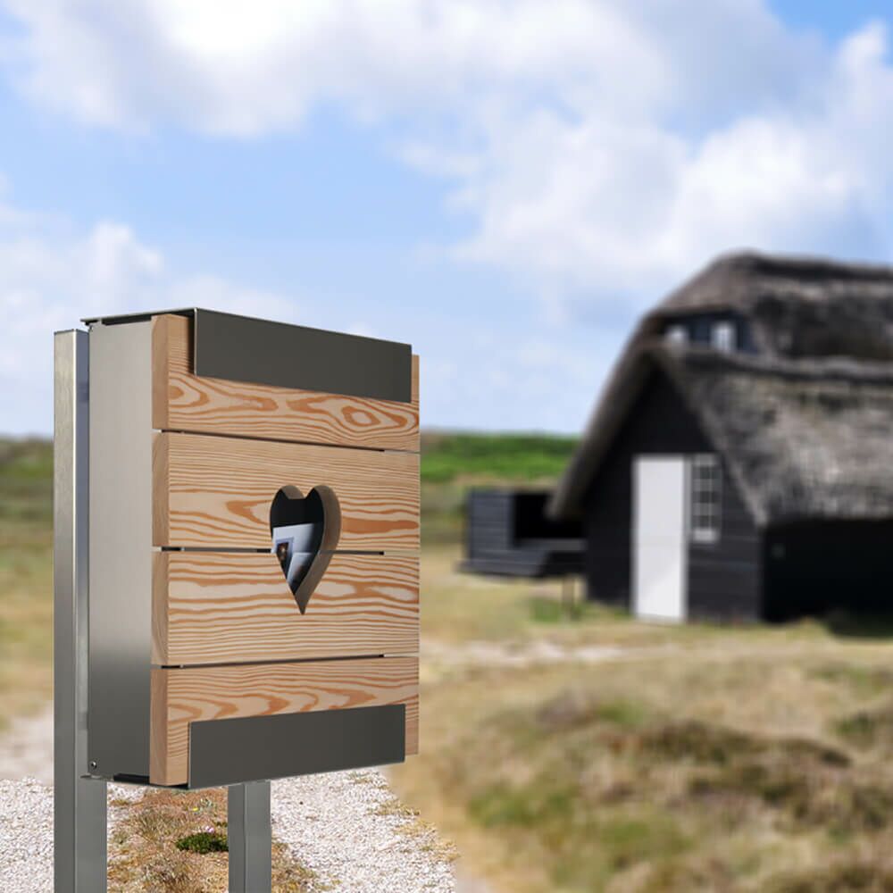 Edelstahl Briefkasten Mit Holz Front & Herz - Hypnos