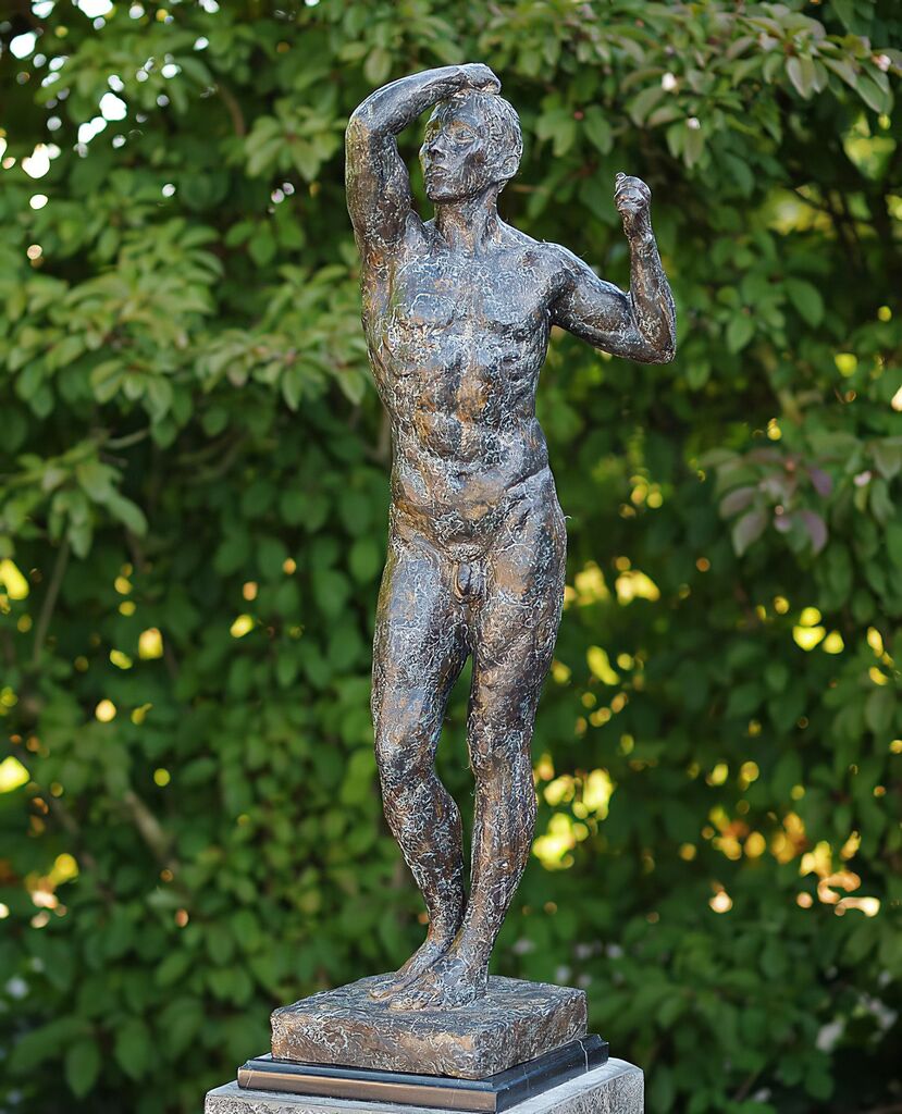  Edle Bronze Statue - Der Nackte Mann Von Rodin