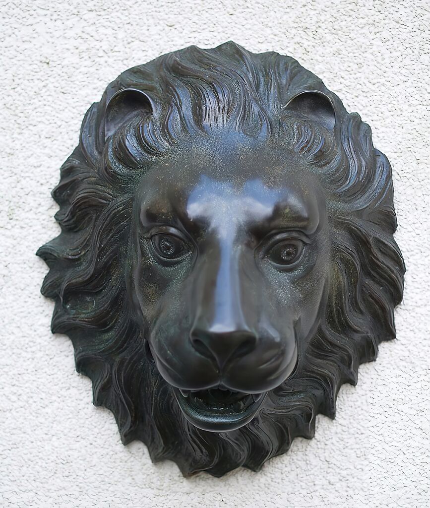  Edler Bronze Löwenkopf Als Wandrelief - Lionhard