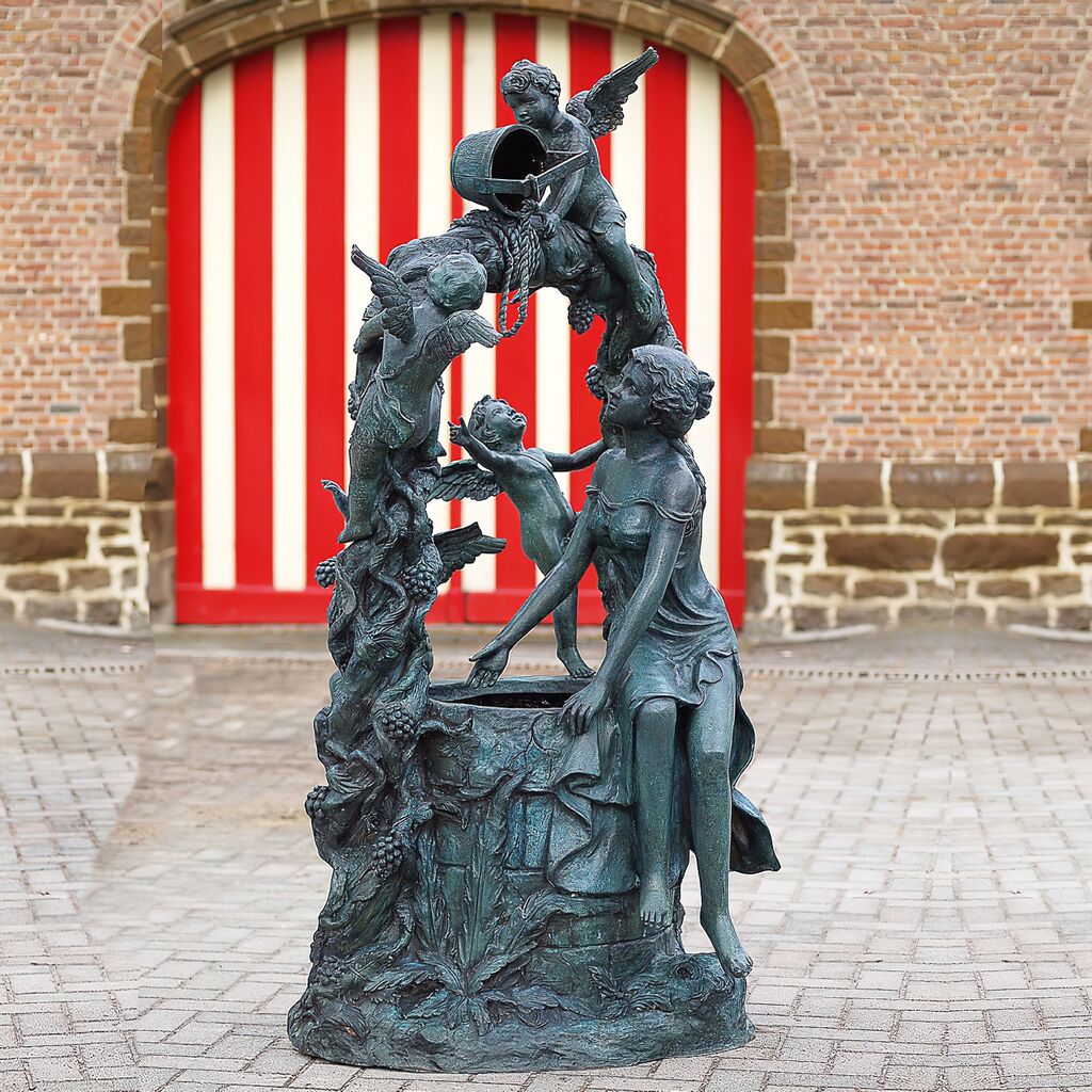  Edler Bronze Standbrunnen Mit Engelfiguren - Patience