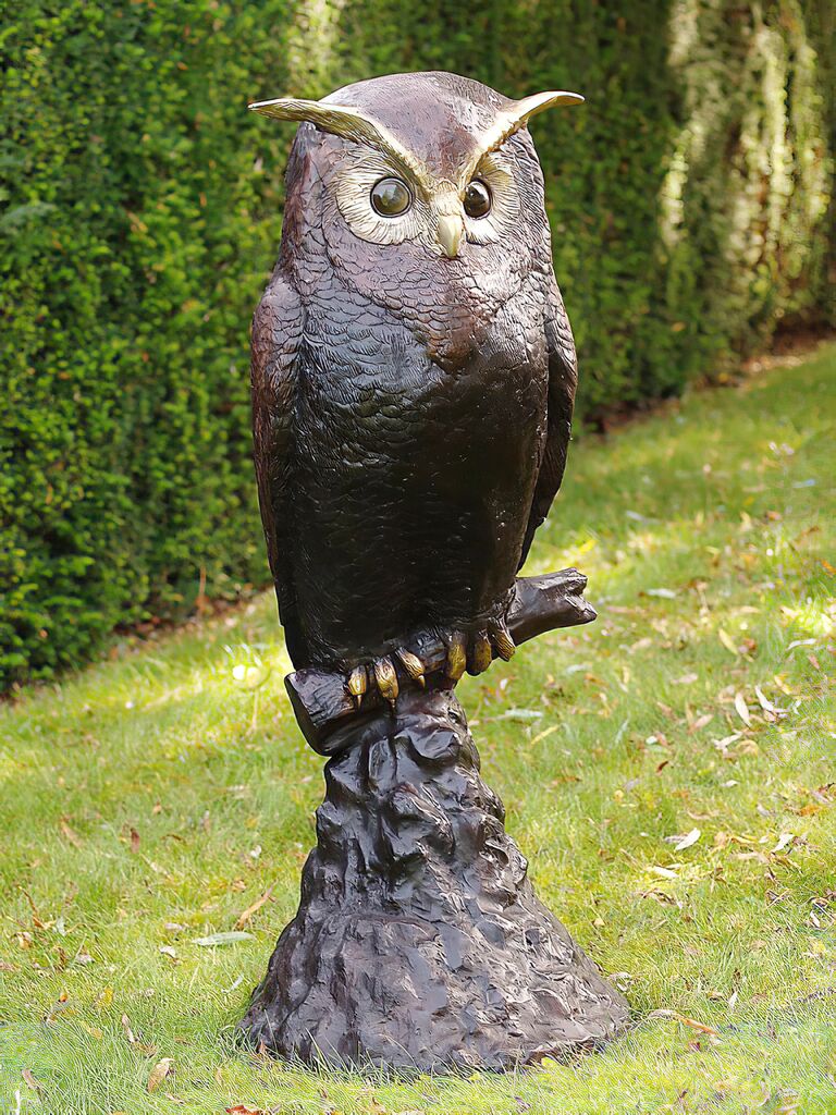  Edler Bronzeguss Mit Eulenfigur - Wächter Der Nacht