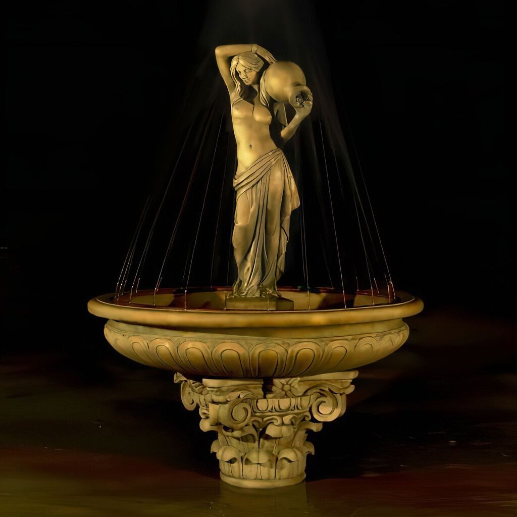  Eindrucksvoller Steinguss Garten Springbrunnen - Frauenakt Mit Krug - Enrica