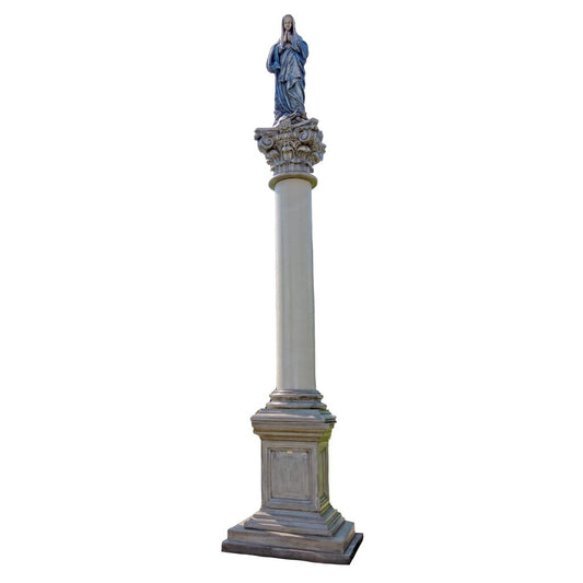  Eindrucksvolles Denkmal - Steinguss Sockel Mit Säule Und Marienfigur - Laria