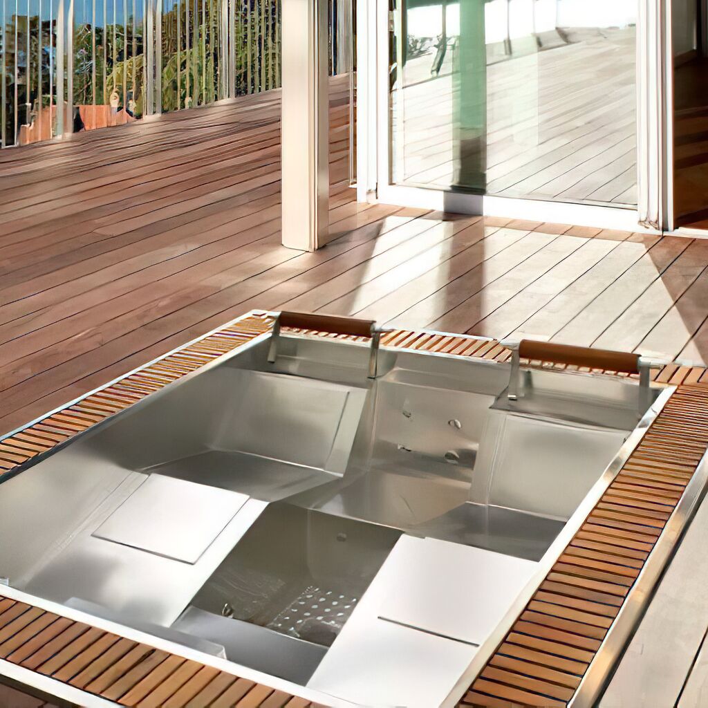  Eingelassener Luxus Jacuzzi Mit 2 Liegen & 2 Sitzen - Quadratisch - Edjo