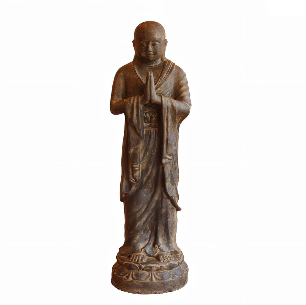  Einzigartige Buddhafigur Mönch Stehend Aus Natursteinguss