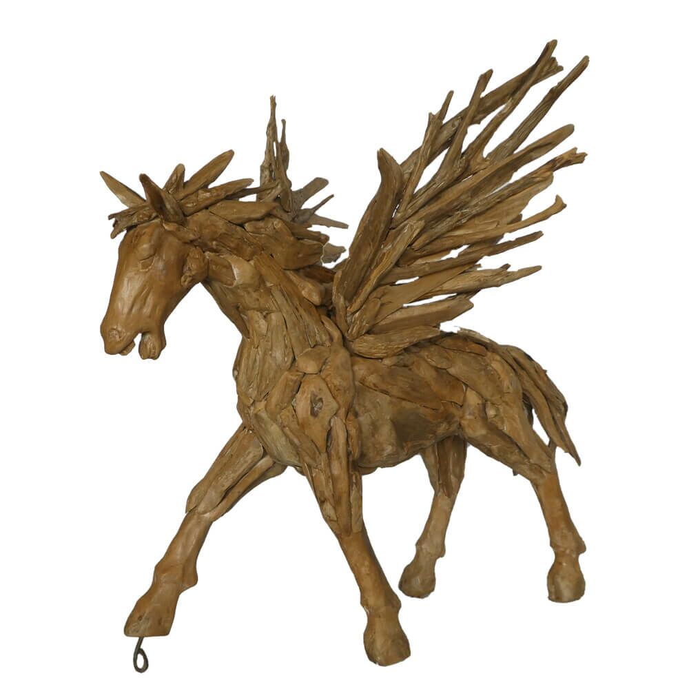  Einzigartige Pegasus Dekofigur Aus Teakholz - Wetterfest - Zikri