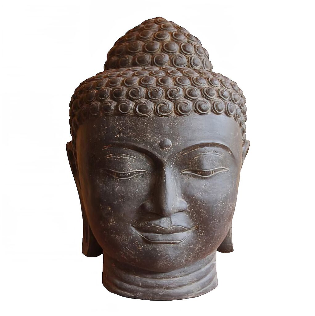  Einzigartiger Buddhakopf Aus Steinguss - Kashyapa