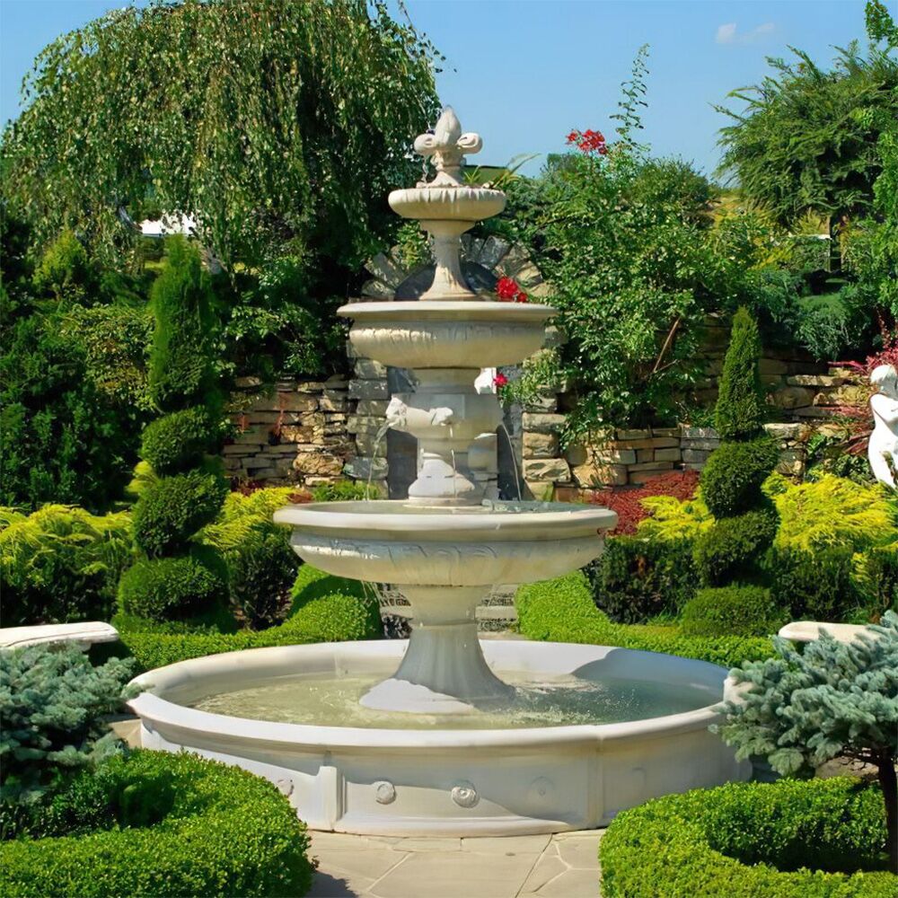  Einzigartiger Kaskaden Springbrunnen Aus Steinguss Für Den Garten Mit Löwen Speiern - Piera
