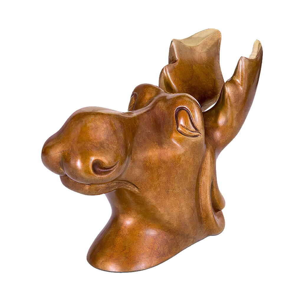  Elchkopf Aus Limitierter Bronze Als Brillenhalter - Elchbulle
