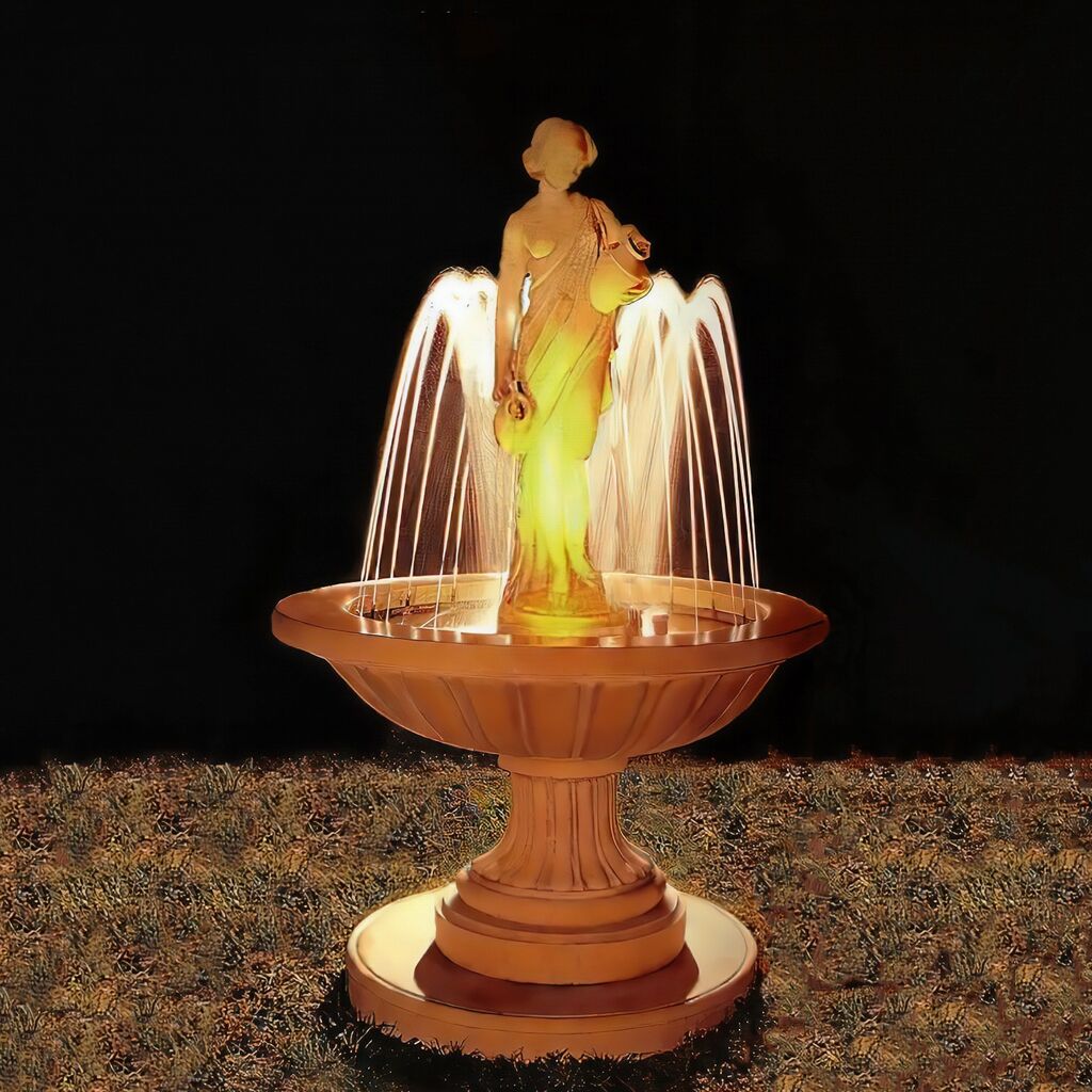  Elegante Gartenfontäne Aus Steinguss Mit Frau Als Springbrunnen Skulptur - Eugenia