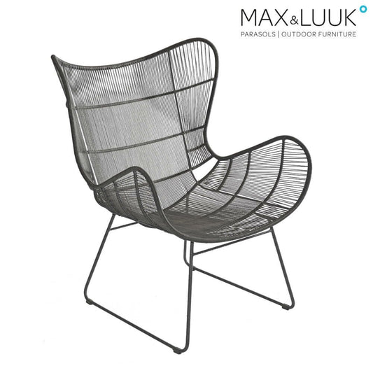  Eleganter Ohrensessel In Grau Von Max & Luuk Mit Geflochtener Sitzschale - Kim Sessel