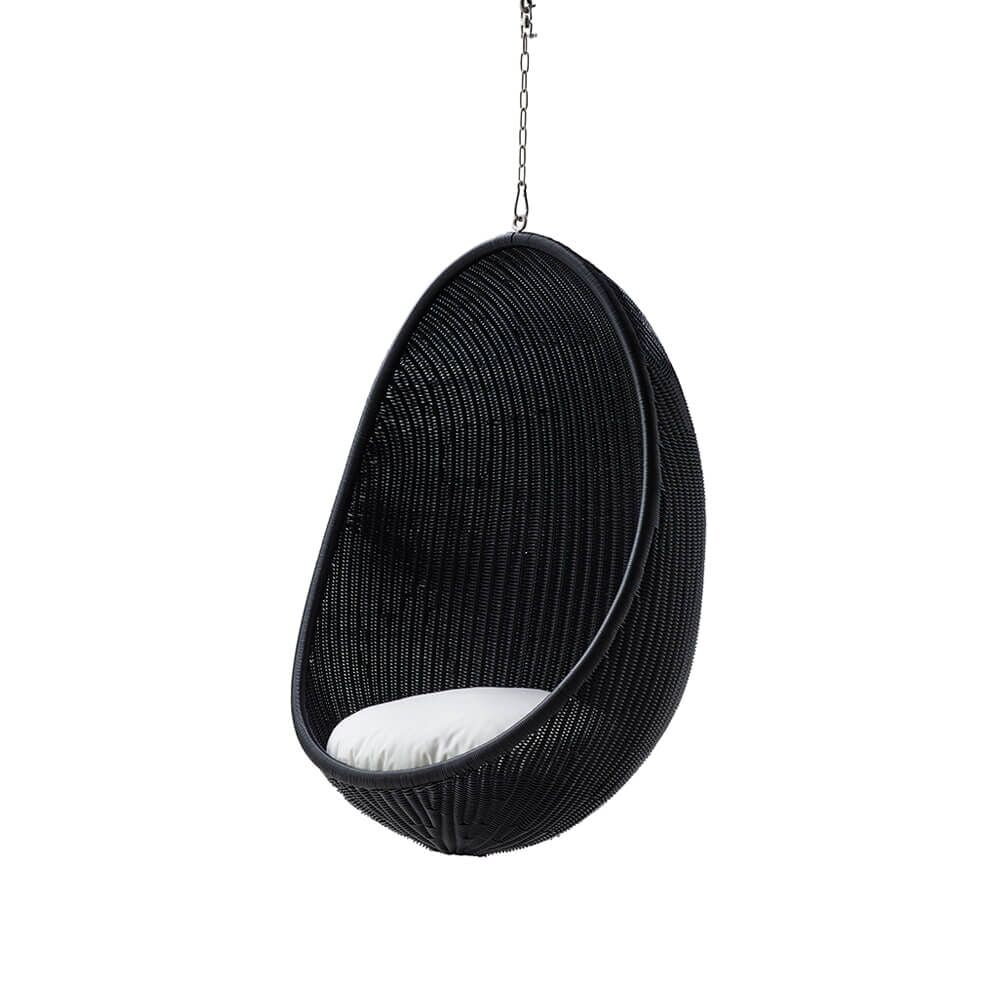  Eleganter Outdoor Hängesessel In Schwarz Mit Rattanoptik - Hängesessel Ragna