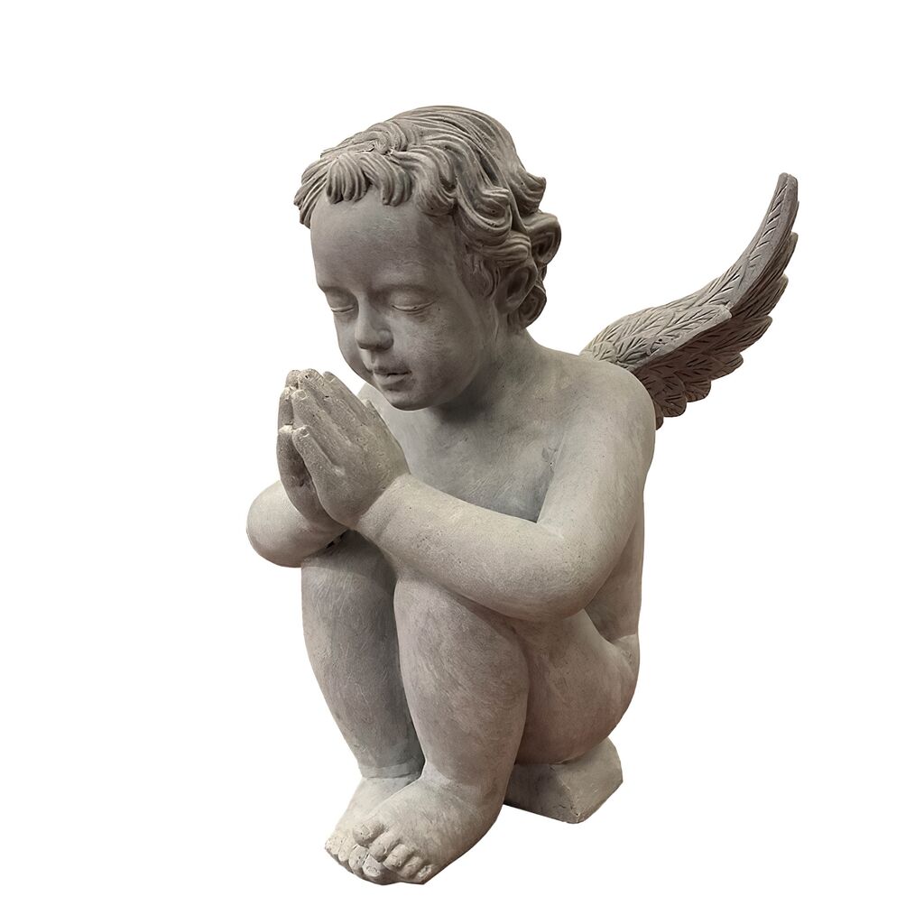  Engel In Zement-Optik Mit Sockel - Polystone - Pace