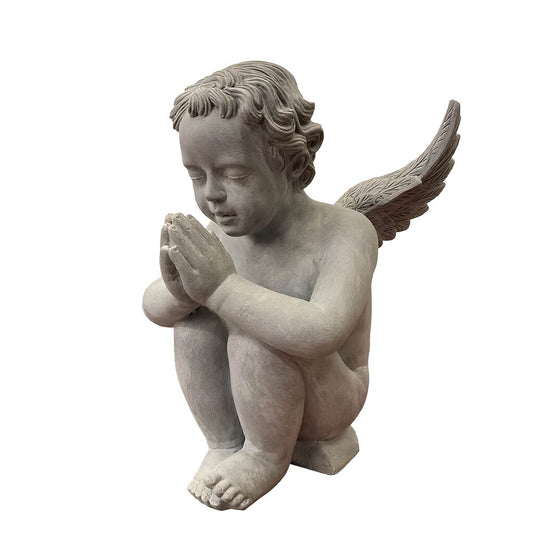  Engel In Zement-Optik Mit Sockel - Polystone - Pace