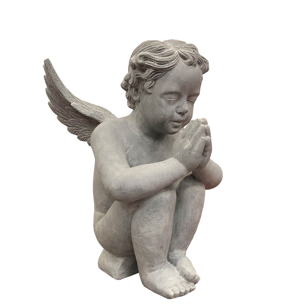  Engel In Zement-Optik Mit Sockel - Polystone - Pace
