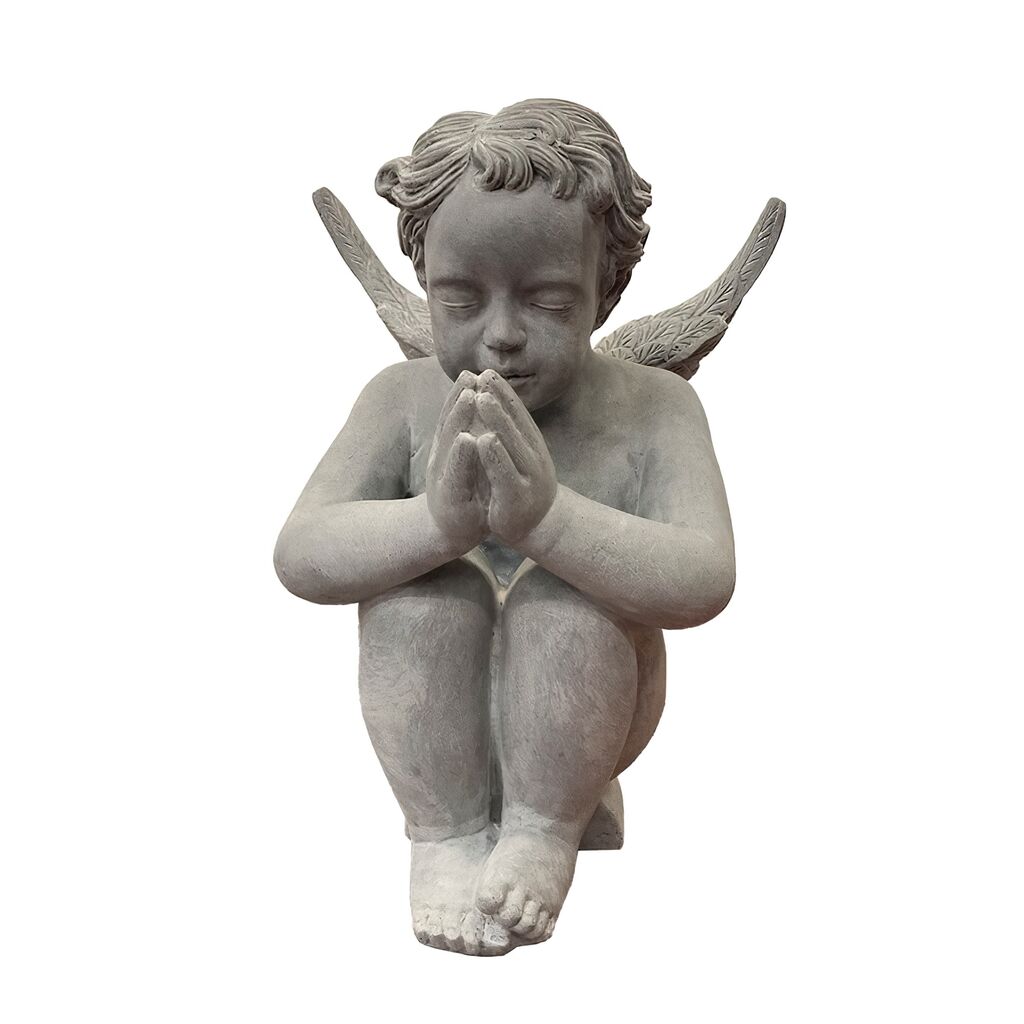  Engel In Zement-Optik Mit Sockel - Polystone - Pace