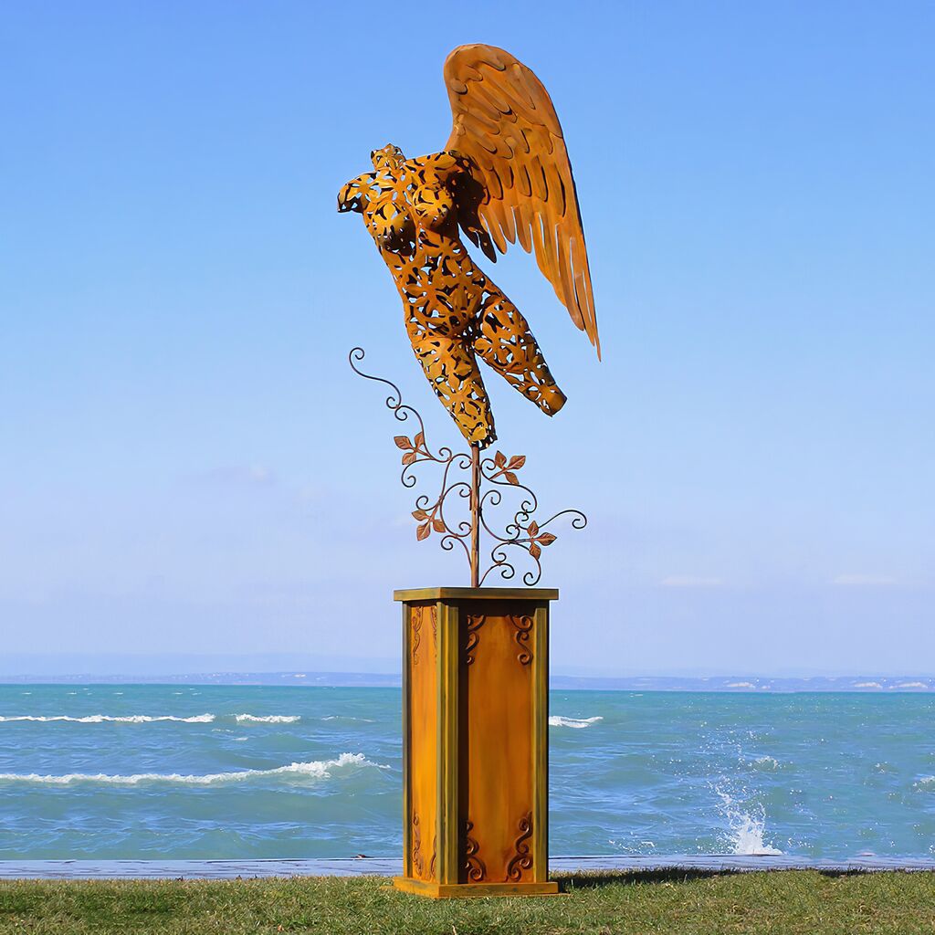  Engel Torso Mit Podest Aus Metall Im Floralen Design - Volantini